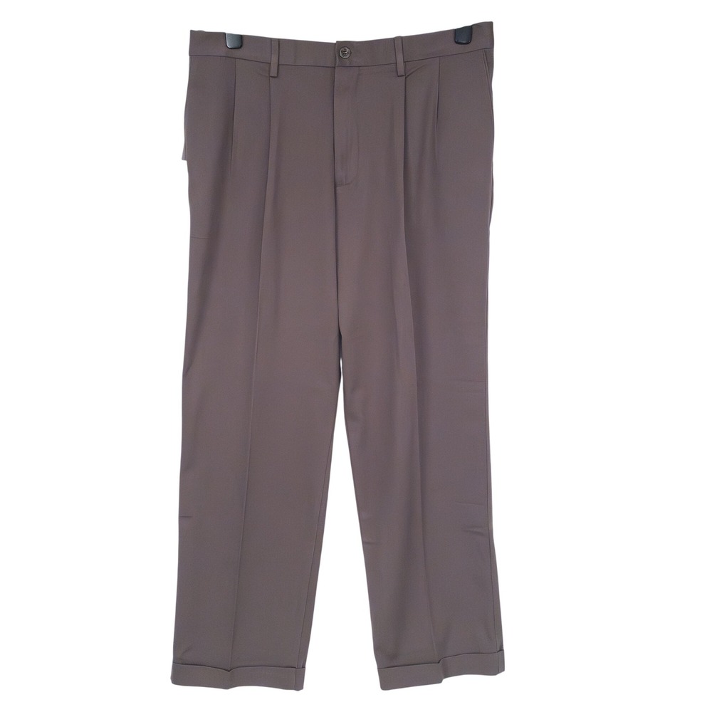Dockers Comfort Khaki Pants Mens 36x32 Brown Relaxed Fit Pleated Stretch Cotton - Picture 3 of 16